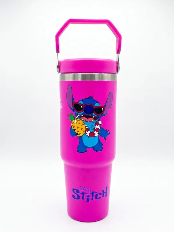 Termo Stitch Piña Fucsia 900ml con Asa