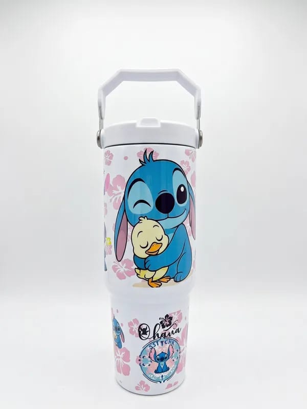 Termo Stitch & Pato "Ohana" 900ml con Asa