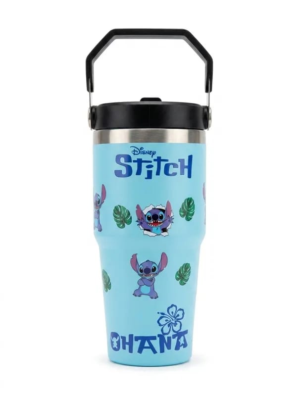 Termo Stitch "Ohana" Celeste 600ml con Asa