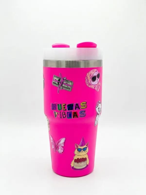 Termo "Buenas Vibras" Gatitos 600ml con Asa